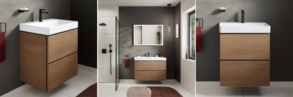 Szafka łazienkowa w kolorze drewna Hansgrohe Szafka łazienkowa w kolorze drewna Hansgrohe