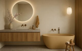 łazienka w stylu japandi