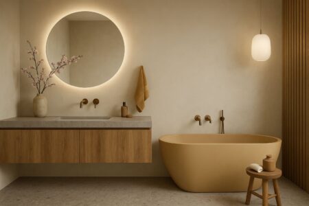 łazienka w stylu japandi