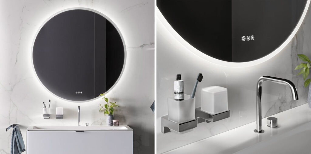 EMCO ROUND lustro z oświetleniem LED EMCO ROUND lustro z oświetleniem LED sterowane na dotyk w białej ramie