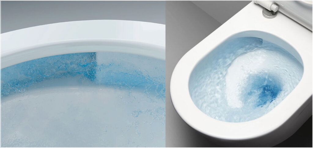 system spłukiwania TurboFlush Geberit w toalecie bez rantów