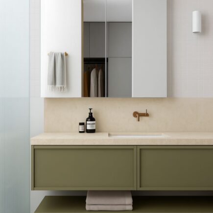 projekt łazienki – szafki nad umywalkę