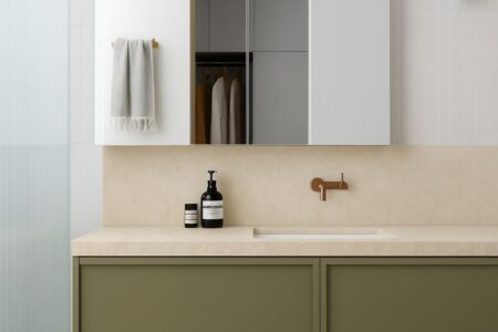 projekt łazienki – szafki nad umywalkę