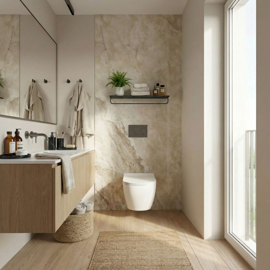 mała łazienka z stelazem slim 