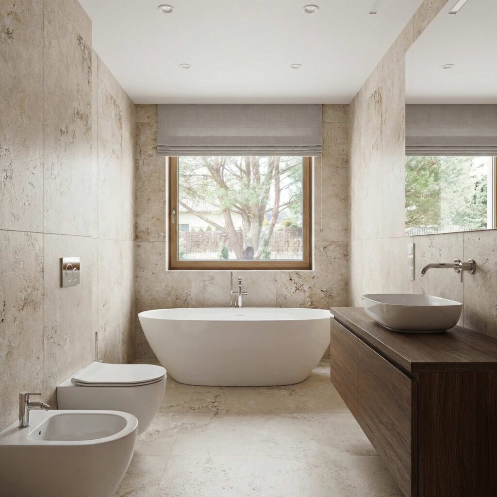 wąska łazienka ze stelażem slim WC – płytsza zabudowa i więcej miejsca