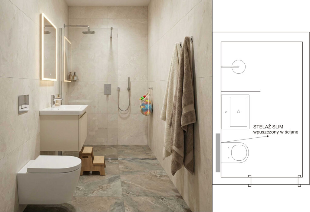 mała łazienka mała toaleta – rodzinna łazienka z krótką miską WC