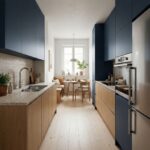 wąska kuchni z zlewem dwukomorowym